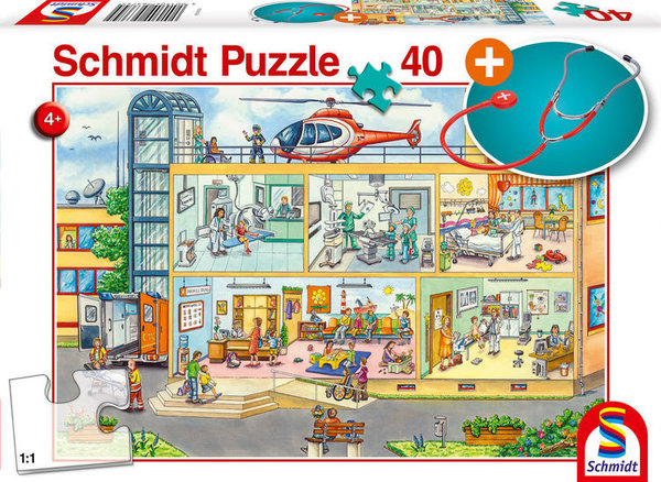 Schmidt Kinderpuzzle mit Stethoskop 56374 Im Kinderkrankenhaus