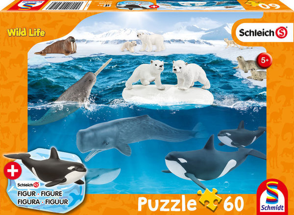 Schmidt Kinderpuzzle mit 1 Schleichfigur 56405 In der Arktis
