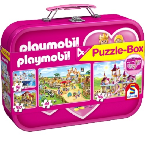 Schmidt Puzzlebox im Metallkoffer 56498 - Playmobil pink