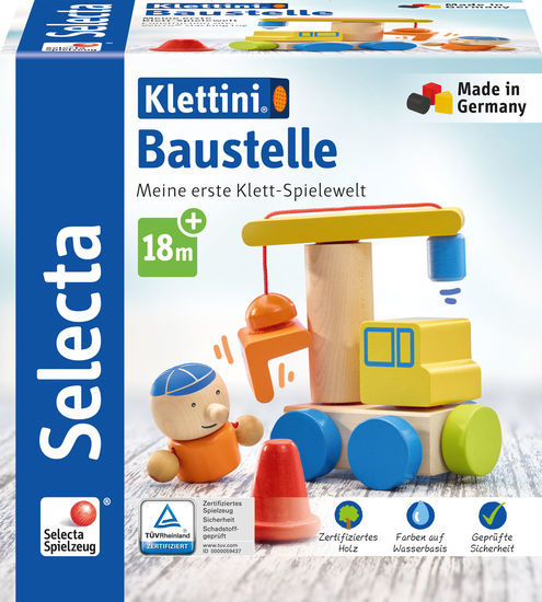 Selecta 62075 Kleinkindwelt Klett- und Stapelspielzeug Klettini Baustelle