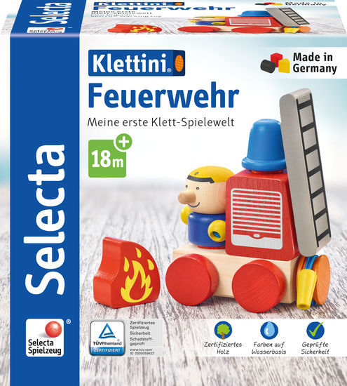 Selecta 62077 Kleinkindwelt Klett- und Stapelspielzeug Klettini Feuerwehr