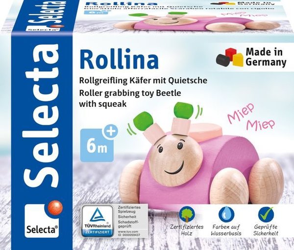 Selecta 61072 Babywelt Greifspielzeug Käfer Rollina - rosa
