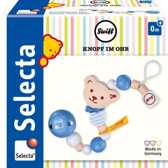 Selecta 64303 Babywelt Steiff-Knopf im Ohr - Schnullerkette blau